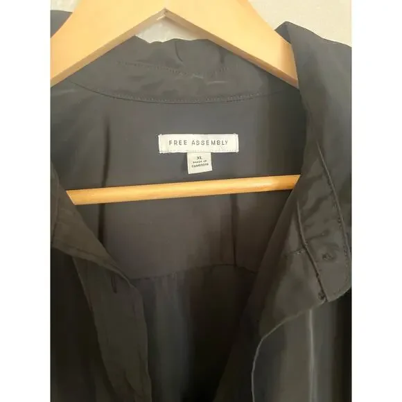 Free Assembly Women's Smocked Waist Mini Shirt Dress with Long Sleeves Size XL - Picture 7 of 7